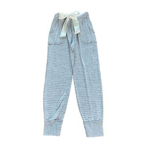Abercrombie Pajama Pants Sleep PJ Gray White Stripe Jogger Soft Satin Ribbon XS